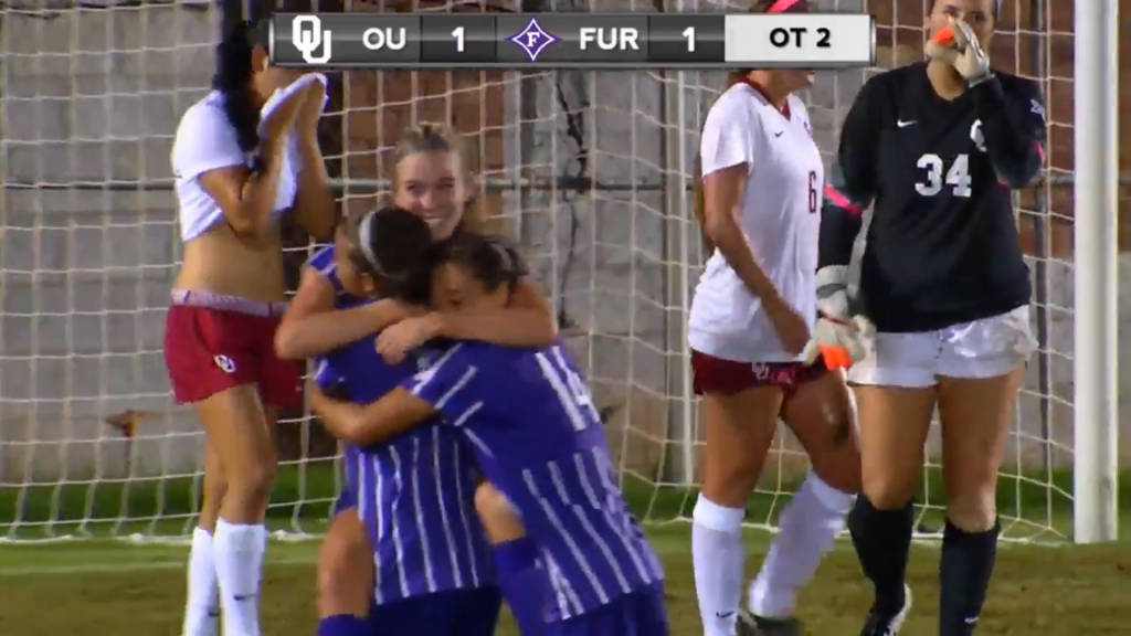 Furman Women's Soccer Downs Oklahoma In Double Overtime 2-1 