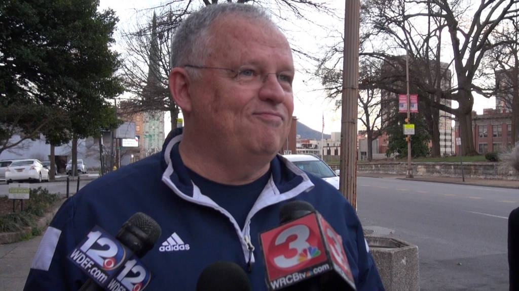 Head Coach Jim Foster talks with the media following the NCAA Tournament selection show.